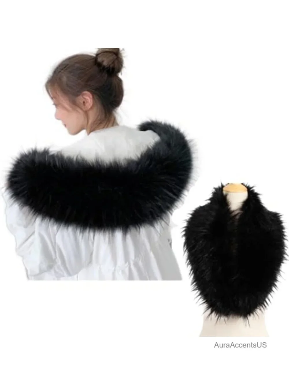Faux Fur Collar Scarf Wrap Shawl for Women Men Winter Neck Warmer